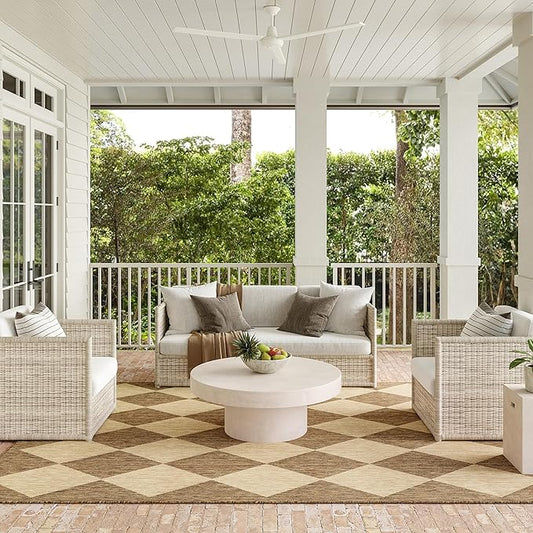 nuLOOM Outdoor Performance Collection Sabina Brown/Ivory, 5' x 8', Soft and Cozy, High Traffic, Stain Resistant, Easy Clean, Durable Area Rug for Indoor/Outdoor Patio, Deck, Porch, Garden, Courtyard