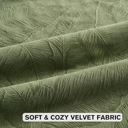 FUTEI Sage Green Velvet Throw Pillow Covers 22x22 Inch Set of 2,Soft Embossed Leaf-Relief Textured Cushion Cases,Natural Home Decor for Couch Living Room