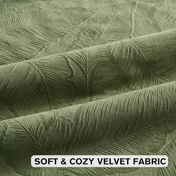 FUTEI Sage Green Velvet Throw Pillow Covers 18x18 Inch Set of 2,Soft Embossed Leaf-Relief Textured Cushion Cases,Natural Home Decor for Couch Living Room