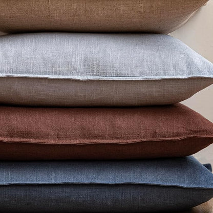 Foindtower Pack of 2, Decorative Linen Soild Throw Pillow Covers Soft Accent Euro Cushion Case Farmhouse Neutral Pillowcase for Chair Couch Sofa Bedroom Living Room Home Decor 26 x 26 Inch Dark Blue