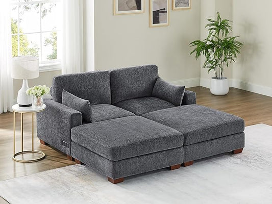 VANOMi Large Modular Sectional Sofa, Oversized Couch with Charging Station, Cloud Couch Deep Seat Sofa with Thick Cushion, Convertible Sectional Couches for Living Room Office Apartment