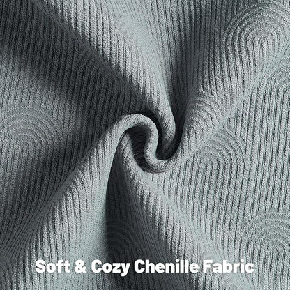 FUTEI Dark Grey Chenille Decorative Throw Pillow Covers 24x24 Inch Set of 2,Soft Cozy Striped Geometric Patterns European Cushion Case,Modern Home Decor for Couch Bed Living Room