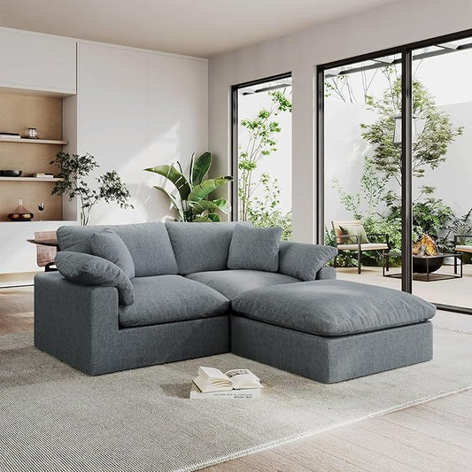 Modular Sectional Sofa Cloud Couch,Down Filled Comfy Cloud Modern Sofa,L Shape Oversized Couch Cushion Covers Removable for Living Room,Light Blue