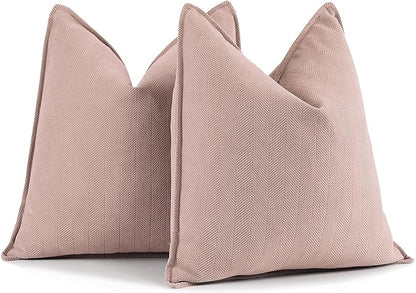 ZWJD Dusty Pink Pillow Covers 18x18 Set of 2 Chenille Throw Pillow Covers with Elegant Design Soft and Luxurious Decorative Throw Pillows for Couch, Bed, and Home Decor