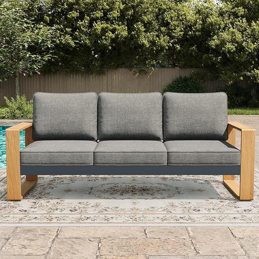 LayinSun Aluminum Patio Furniture Set 3 Seat Sofa, Oversized Seat with Hight Back, Outdoor Conversation Sets for Porch, Balcony, Deck