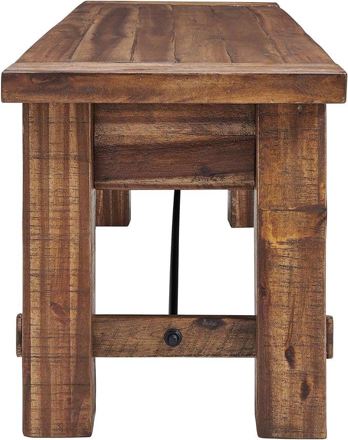 Durango Rustic Farmhouse Style 60-Inch Wood Bench - Industrial Modern Accent Furniture with Solid Wood Seat for Entryway, Dining Room, Hallway, Foyer, or Kitchen by Alaterre Furniture