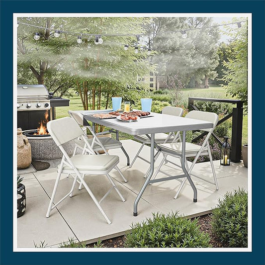 OEF Furnishings OEF800 Series Premium Heavy-Duty Plastic Folding Chairs, Lightweight, Durable Seating for Indoor and Outdoor Use, 500 lb Capacity (4-Pack, Ivory Plastic with White Frame)