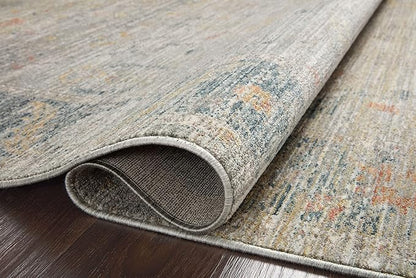 Loloi Magnolia Home by Joanna Gaines Millie Collection MIE-04 Slate/Multi 7'-10" x 7'-10", .25" Pile Height, Round Area Rug