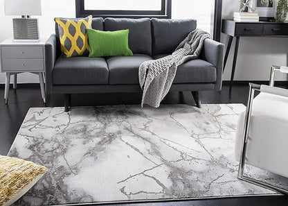 SAFAVIEH Craft Collection Area Rug - 5'3" x 7'6", Grey & Silver, Modern Abstract Design, Non-Shedding & Easy Care, Ideal for High Traffic Areas in Living Room, Bedroom (CFT877G)