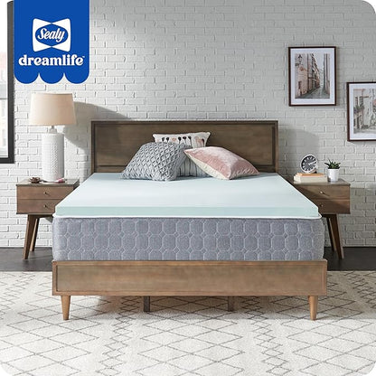 Sealy Dreamlife 1.5” Gel Memory Foam California King Mattress Topper with SealyComfort Gel Foam, 1 Year Limited Warranty, Made in The USA