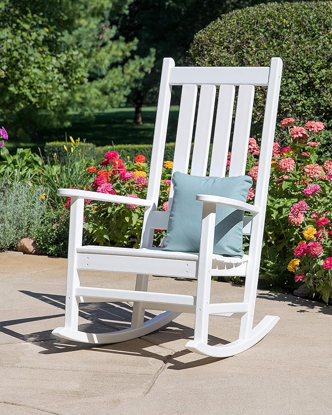 POLYWOOD Vineyard Porch Rocking Chair, HDPE Outdoor Rocker, Patio Furniture, Black, Made in USA