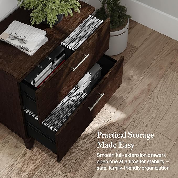 Bush Furniture 2 Drawer Lateral File Cabinet, Letter and Legal-Size Document Storage for Home or Professional Office, Somerset Collection, Mocha Cherry