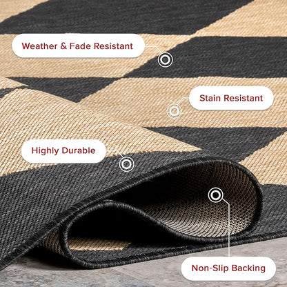 nuLOOM 5' x 8' Outdoor Performance Area Rug, Stain Resistant, Weather Resistant, High Traffic, Patio, Balcony, Outside, Sabina Dark Grey