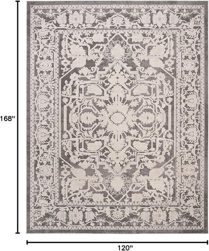 SAFAVIEH Area Rug 10x14 - Reflection Collection - Large - Dark Grey & Cream, Non-Shedding & Easy Cleaning, Ideal for Living Room, Bedroom (RFT665B)
