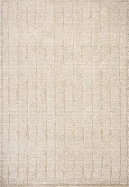 Loloi Chris Loves Julia Calvin Collection CLV-02 Ivory/Oatmeal 5'-3" x 7'-6" Area Rug Checkered Neutral Soft Living Room Bedroom Carpet