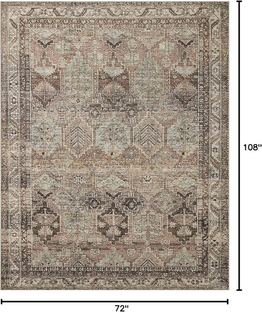 Loloi Amber Lewis Billie Collection, Clay & Sage 6'-0" x 9'-0" Area Rug – Antique & Distressed Accent Rugs for Living Room, Bedroom, Entryway & Hallway, No Shed High Traffic Area Home Decor Rug