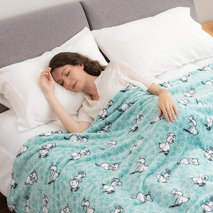 Berkshire Blanket Peanuts® VelvetLoft® Cute Character Snoopy Plush Blanket,Snoopy Springtime Floral Dance Large Blue,Twin 60 in x 90 in (Official Peanuts® Product)