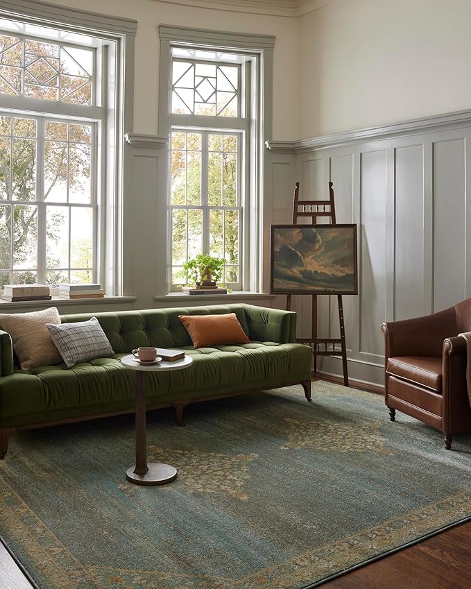 Loloi Magnolia Home by Joanna Gaines Mona Collection MOA-04 Aqua/Wheat 2'-6" x 4'-0" Accent Rug