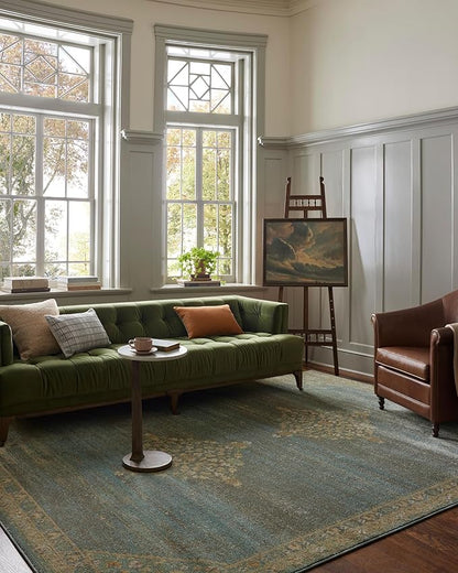 Loloi Magnolia Home by Joanna Gaines Mona Collection MOA-04 Aqua/Wheat 2'-6" x 4'-0" Accent Rug