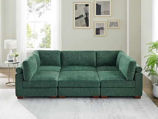 VANOMi Large Modular Sectional Sofa, Oversized Couch with Ottoman, Cloud Couch Deep Seat Sofa with Thick Cushion, Convertible Sectional Couches for Living Room Office Apartment