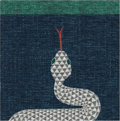RUGGABLE x Jonathan Adler Machine Washable Modern Area Rug – Venom Sapphire 8x10, Stain-Resistant, Non-Slip – Large Rugs for Living Room, Bedroom, Hallway, Entryway & Office–with Standard Pad