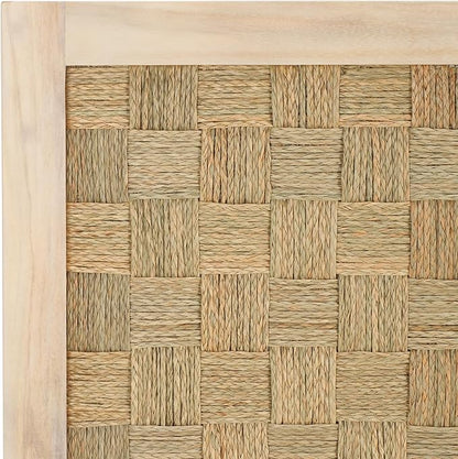 SAFAVIEH Home Collection Halvor Rattan Queen Size Headboard White Wash Frame & Natural Brown
