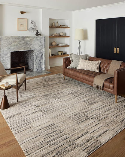 Loloi Darby Collection DAR-01 Charcoal/Sand 6'-7" x 9'-3" Area Rug