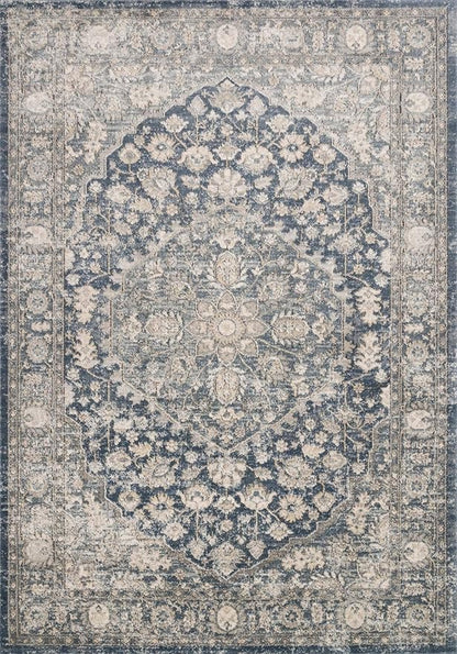 Loloi Teagan Collection TEA-01 Denim/Mist 3'-4" x 5'-7" Accent Rug, Large, Soft Neutral Rug, High-Traffic for Living Room, Bedroom, Home Office, Dining Area