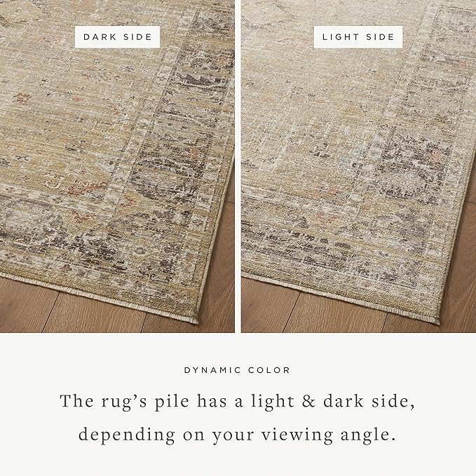 Loloi Magnolia Home by Joanna Gaines Millie Collection MIE-03 Gold/Charcoal 2'-7" x 12'-0", .25" Pile Height, Runner Rug