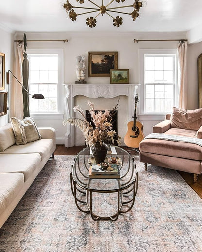 Loloi Skye Collection SKY-01 Blush/Grey 2'-0" x 5'-0" Accent Rug