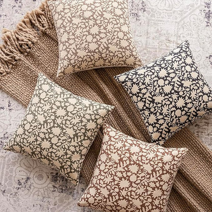 Foindtower Set of 2 Decorative Floral Long Body Lumbar Throw Pillow Covers Neutral Farmhouse Cushion Covers Boho Vintage Pillowcase for Couch Sofa Bedroom Living Room Home Decor,14×36 Inch,Tan