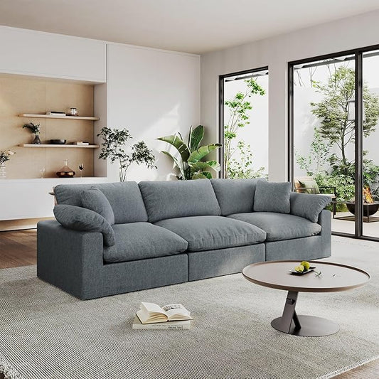 Modular Sectional Sofa Cloud Couch,Down Filled Comfy Cloud Modern Sofa,3 Seater Oversized Couch Cushion Covers Removable for Living Room,Light Blue