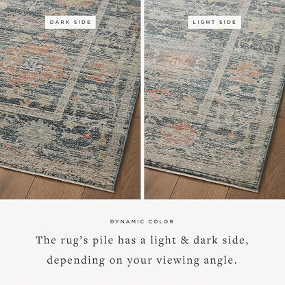 Loloi Magnolia Home by Joanna Gaines Millie Collection MIE-01 Blue/Multi 2'-7" x 10'-0", .25" Pile Height, Runner Rug