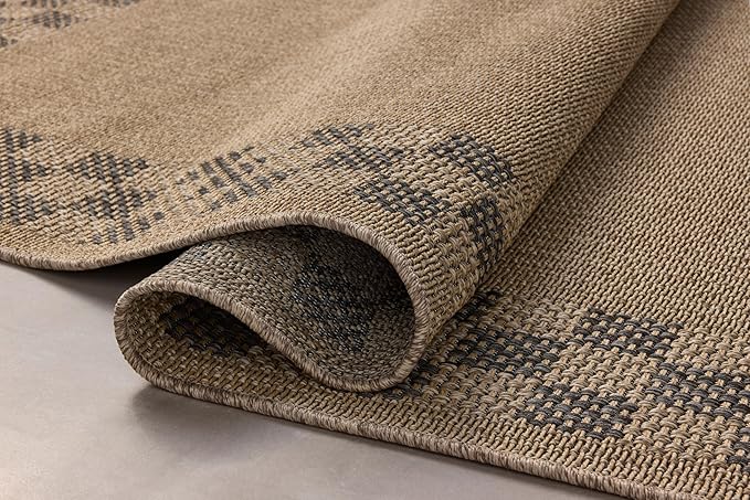 Loloi Chris Loves Julia Providence Collection PRC-01 Natural/Charcoal 8'-6" x 12', .12" Pile Height, Indoor/Outdoor Area Rug