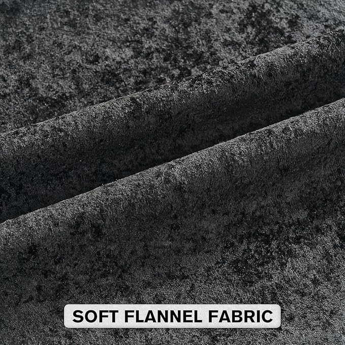 FUTEI Black Flannel Throw Pillow Covers 24x24 Inch Set of 2,Soft Dimensional Textured European Cushion Cases,Modern Home Decor for Couch Living Room