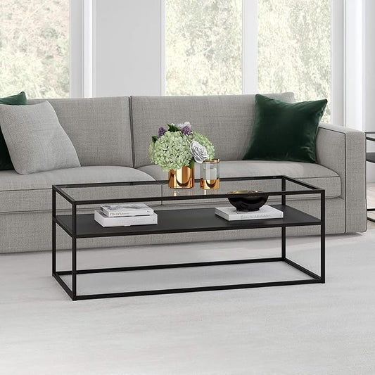 Henn&Hart Ada Coffee Table, 46" Wide, Black