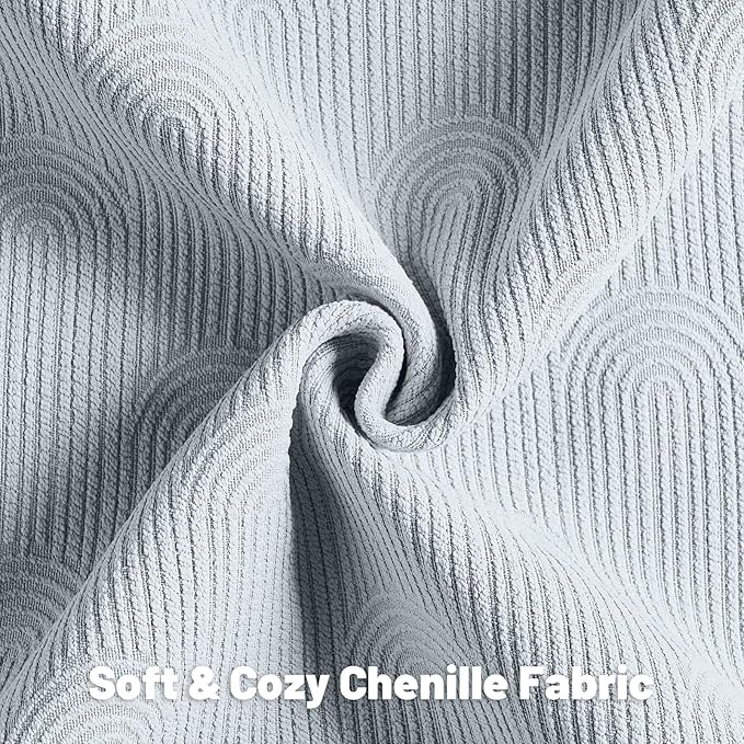 FUTEI Light Blue Chenille Decorative Throw Pillow Covers 18x18 Inch Set of 2,Soft Cozy Striped Geometric Patterns Cushion Cases,Modern Home Decor for Couch Bed Living Room