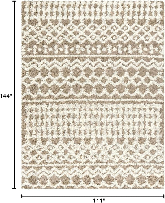 Livabliss Hapsburg Moroccan Shag Area Rug,9'3" x 12',Medium Brown