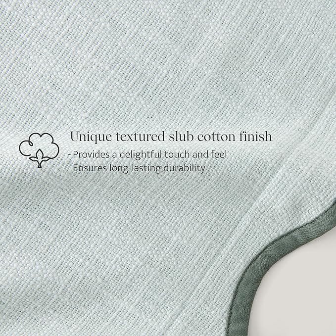 Double Stitch Scalloped Throw Pillow Covers - 100% Cotton Set of 2 Decorative Boho Pillow Covers 18 x 18, Made in India, Square Cushion Case, Modern Home Decor for Couch Sofa Living Room, Aqua Mint