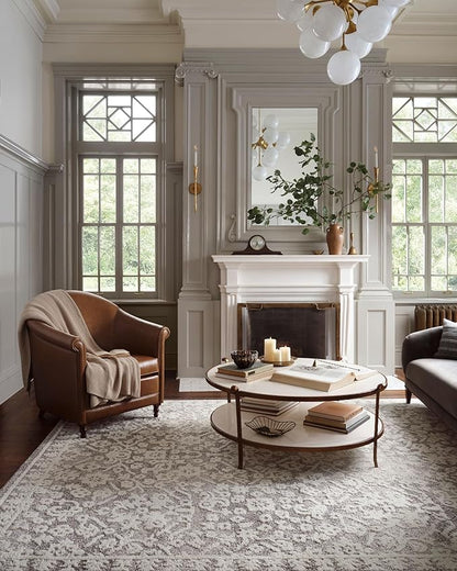 Loloi Magnolia Home by Joanna Gaines Gigi Collection GIG-01 Grey/Ivory 6'-7" x 9'-2" Area Rug