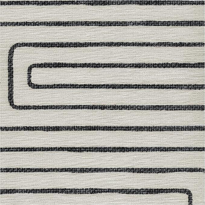 RUGGABLE x Jonathan Adler Machine Washable Modern Area Rug – Labyrinth Black/Ivory 8x10, Stain-Resistant, Non-Slip – Large Rugs for Living Room, Bedroom, Hallway, Entryway & Office–with Cushioned Pad
