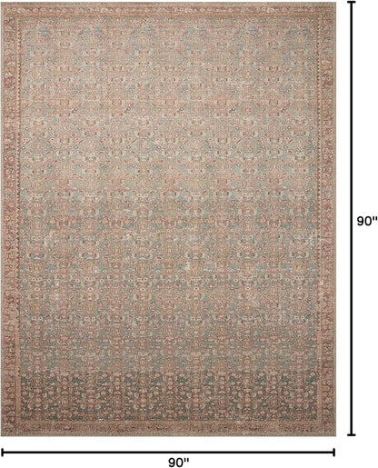 Loloi Angela Rose Aubrey Collection AUB-04 Blue/Terracotta 7'-6" x 7'-6", .19" Pile Height, Round Area Rug