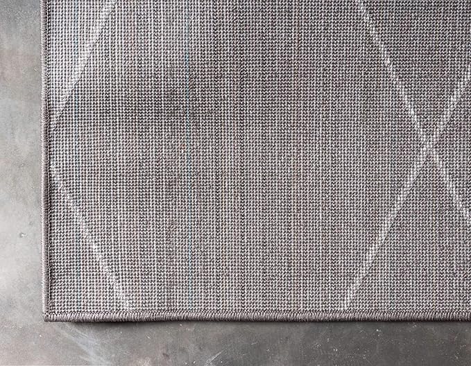 Unique Loom Trellis Frieze Collection Area Rug - Geometric (2' x 13' 1" Runner Dark Gray/Ivory)