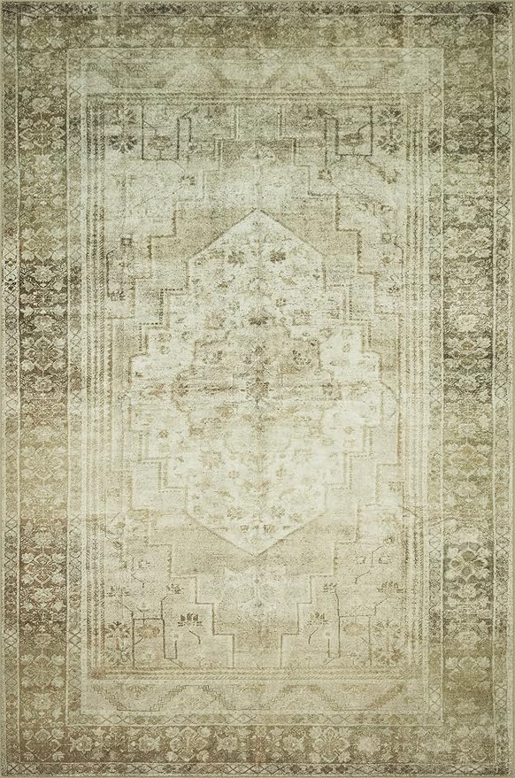 Loloi Magnolia Home by Joanna Gaines Banks Collection BAN-06 Natural/Granite 5'-0" x 7'-6", .13" Pile Height, Machine Washable, Area Rug