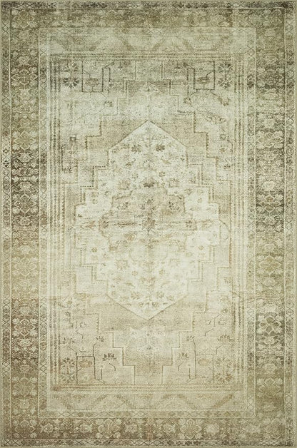 Loloi Magnolia Home by Joanna Gaines Banks Collection BAN-06 Natural/Granite 7'-6" x 9'-6", .13" Pile Height, Machine Washable, Area Rug