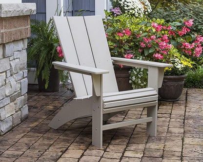 POLYWOOD Modern Curveback Adirondack Chair, Outdoor Patio Furniture, Fire Pit Lawn Lounger, Bonfire Seating, Fade-Proof HDPE, White