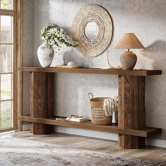 Tribesigns 71-Inch Long Console Table for Entryway, Wooden Sofa Table Behind Couch, for Living Room, Hallway, Foyer, Dark Brown