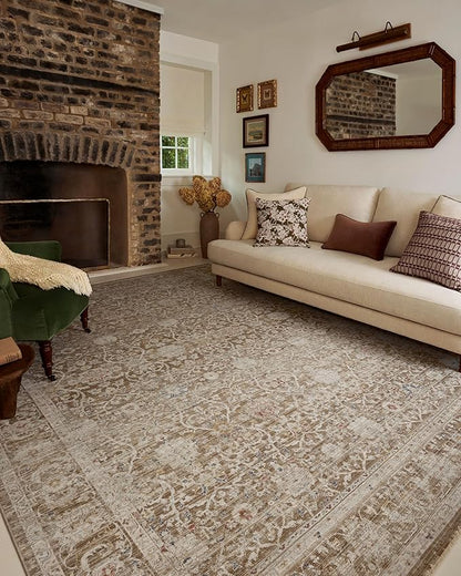 Loloi Chris Loves Julia Ida Collection IDA-03 Bark/Multi 6'-3" x 9'-4", .19" Pile Height, Area Rug