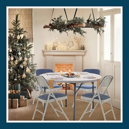 OEF Furnishings OEF2200 Series Heavy-Duty Premium Fabric Padded Upholstery Double-Hinged Folding Chairs (4-Pack, Imperial Blue/Gray)