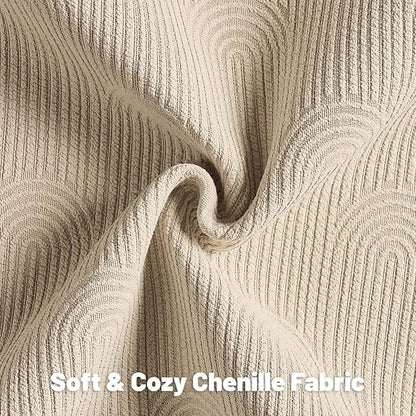 FUTEI Oatmeal Chenille Decorative Throw Pillow Covers 24x24 Inch Set of 2,Soft Cozy Striped Geometric Patterns European Cushion Case,Modern Home Decor for Couch Bed Living Room